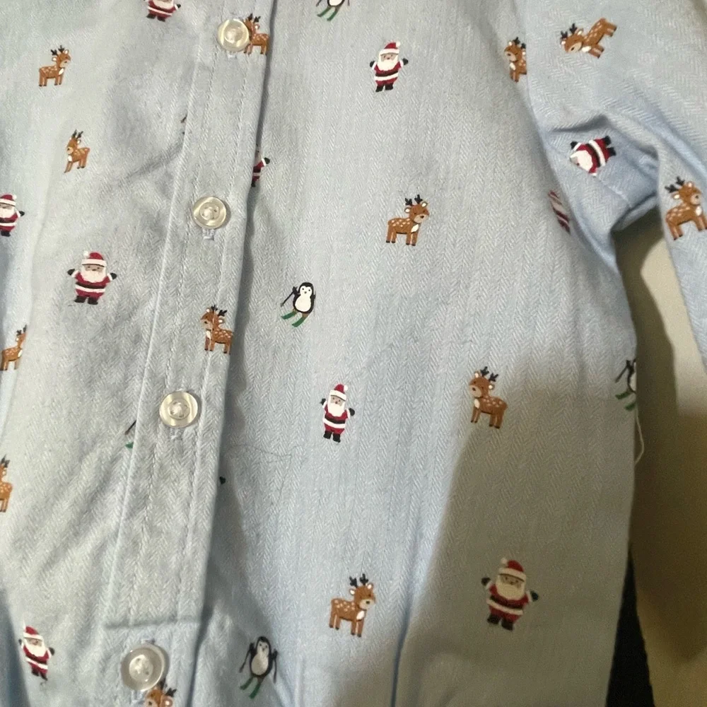 Little Me Boys‎ Infant 3 month 2 Piece Christmas pant shirt tie embroidered NWT
